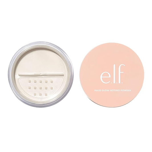 e.l.f., Halo Glow Setting Powder, Silky, Weightless, Blurring, Smooths, Minimizes Pores and Fine Lines, Creates Soft Focus Effect, Light, Semi-Matte Finish, 0.24 Oz-BrightBean Baby