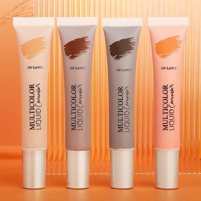 Liquid Concealer Makeup 4Pcs,Corrector Foundation for Black Women Oily Dry Skin, Foundation Concealer in One Primer Face Makeup Full Coverage, Advanced Pore Minimizer, Lightweight All-Day Hold,0.67 oz-BrightBean Baby