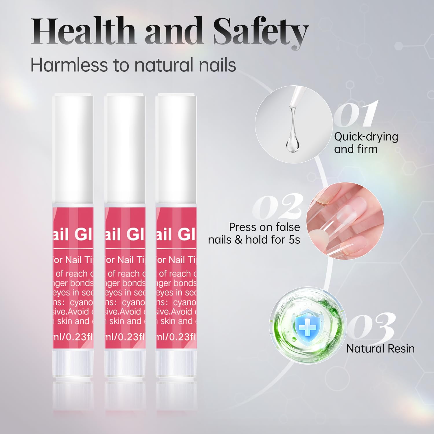 krofaue 100PCS Clear False Nails Tips and Nail Gule Kit, Half Cover Lady French Style Acrylic Artificial Tips 3Pcs Nail Glue for Nail Extension kit Nail Tips Art Salons and Home DIY-BrightBean Baby