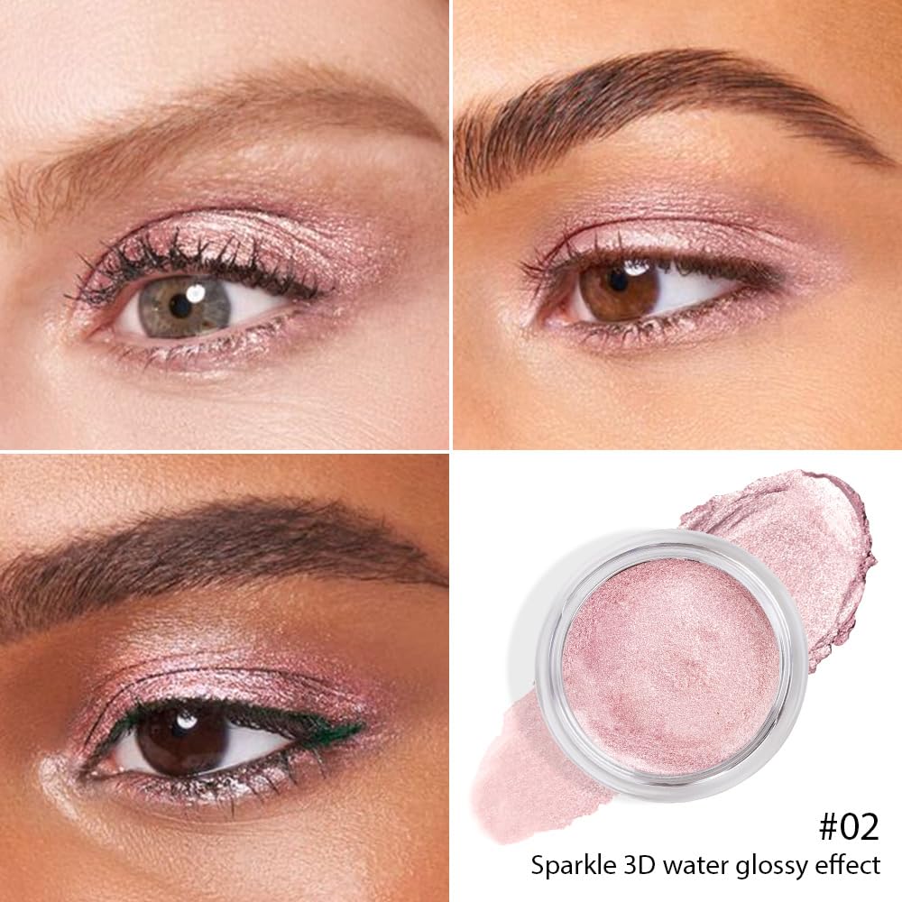 Cream Glitter Pale Pink Shimmer Metallic Eyeshadow Palette Makeup, Natural Single Mini Instant Holographic Eyeshadow For Women, Sombras Crema Para Ojos, Talc, Paraben & Cruelty Free-BrightBean Baby