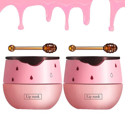 2 Pack Strawberry Lip Sleeping Mask,Plumping Lip Hydrating Bee Lip Balm Honey Pot Propolis Moisturizing Lip Balm With Stick，Lip Exfoliating Bee lip Balm Sleeping Lip Mask-BrightBean Baby