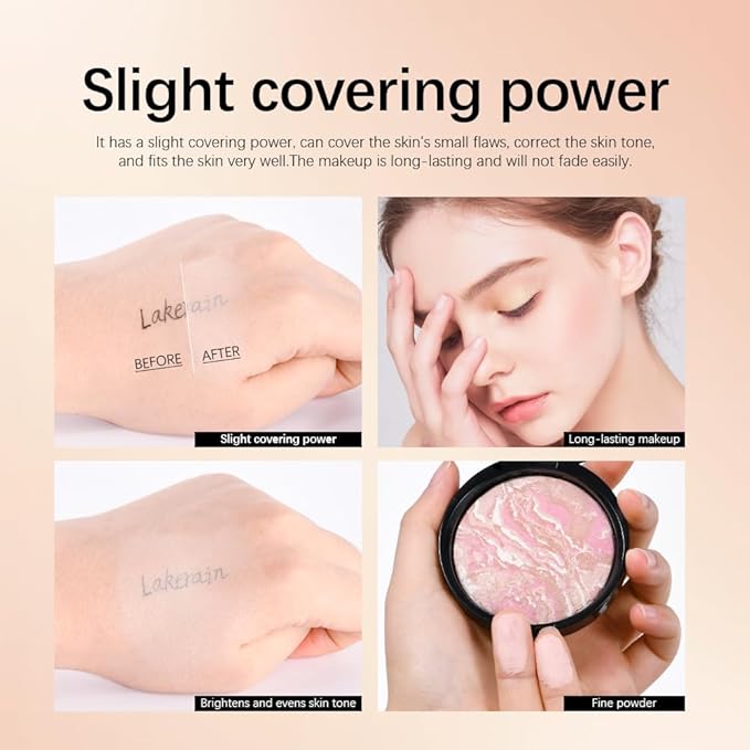 Baked Foundation, Coror Correcting Baked Foundation,Buildable Coverage, Lightweight Powder Foundation, Creates a Perfect Canvas and a Natural Semi-Matte Finish(01# Porcelain)-BrightBean Baby