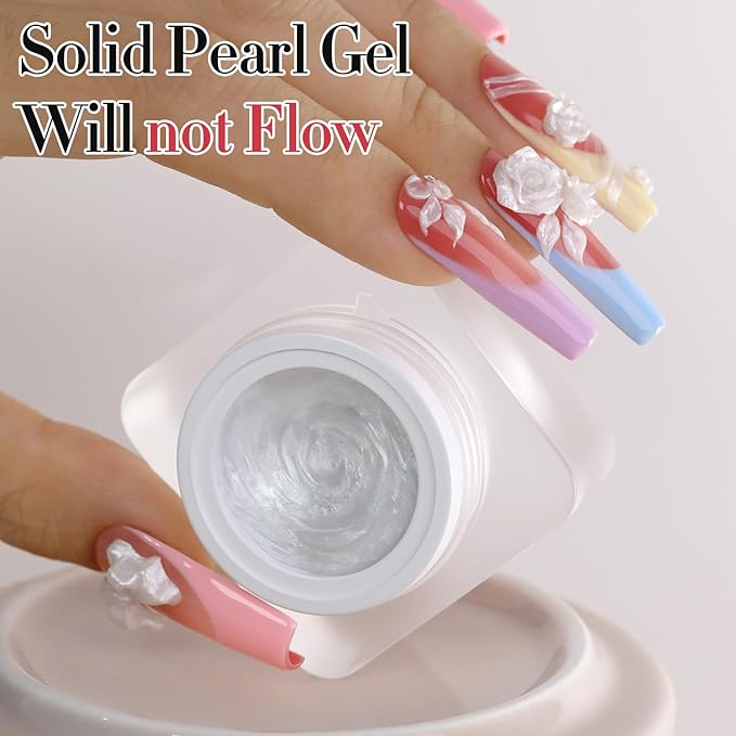 Double Rhythm 3D Nail Gel Pearl Solid Sculpting Gel for Nail Art Non-Sticky Hard Gel for Building Carving Molding Nail Extension Soak Off UV/LED Nail Art Salon Home DIY 0.5 Oz (Silver-Silk 01)-BrightBean Baby