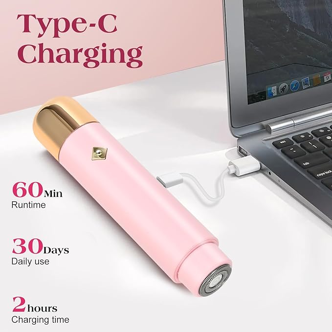 Electric Shaver & Bikini Trimmer for Women – 2-in-1 Design, Waterproof, Type-C Charging, Gentle on Sensitive Skin, Ideal for Travel and Daily Use, Pink-BrightBean Baby