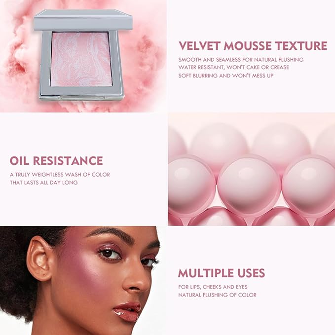 Face Blush Foundation Natural Brightening Silky Moisturizing Sodium Hyaluronate Bakery Crafted Glittering Powder-BrightBean Baby