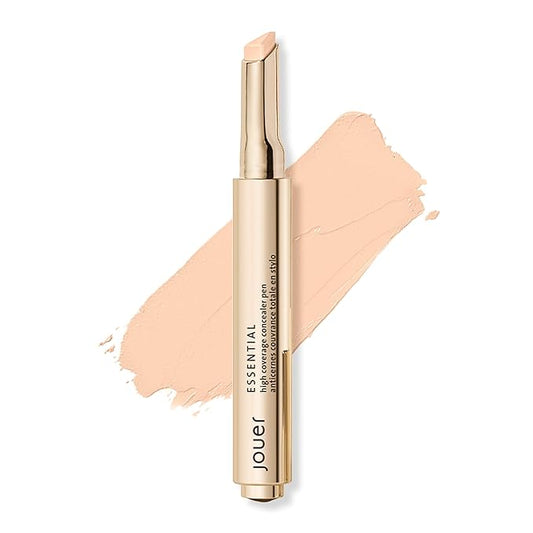 Jouer Essential High Coverage Concealer Pen - Under Eye Concealer for Dark Circles - Brightening Makeup for Eye Circles - Color Corrector Eye Primer with Hyaluronic Acid and Vitamin E-BrightBean Baby