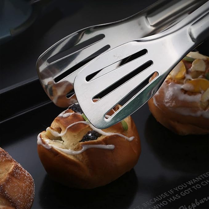 2 Pack Kitchen Tongs Stainless Steel Locking Cooking Barbecue Grilling Food Tongs Kitchen Clamps Sturdy High Resistant Heat Tongs (2PC (7inch and 12inch))