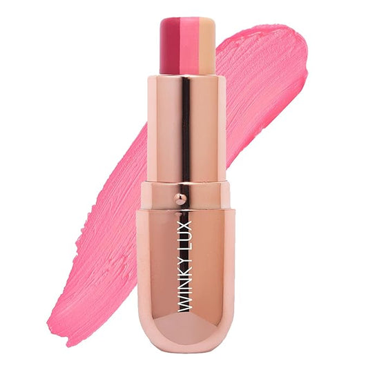 Winky Lux Strawberry Rose Tri-Color Tinted Lip Balm – Hydrating Lip Balm, Sheer Pink Tint, Lip Care with Jojoba Oil & Vitamin E, Moisturizes & Softens Dry Lips, Buttery Soft with Strawberry Rose Scent-BrightBean Baby
