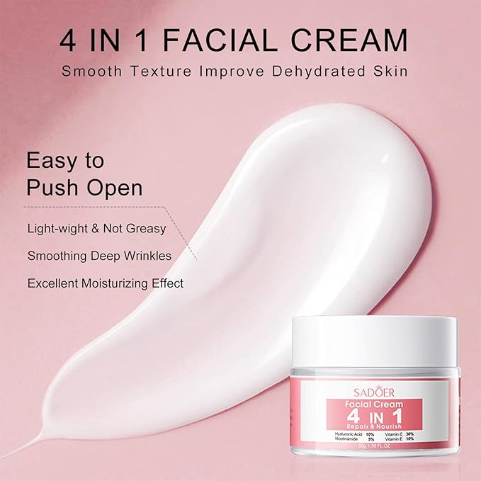 4 IN 1 Face Care Kit, Gifts for Women, Anti Aging Skin Care Set, Reduce Wrinkles with Hyaluronic Acid, Niacinamide, Vitamin C, Vitamin E, Daily Skin Care Routine, Face Skin Care Kit for Women Gift-BrightBean Baby