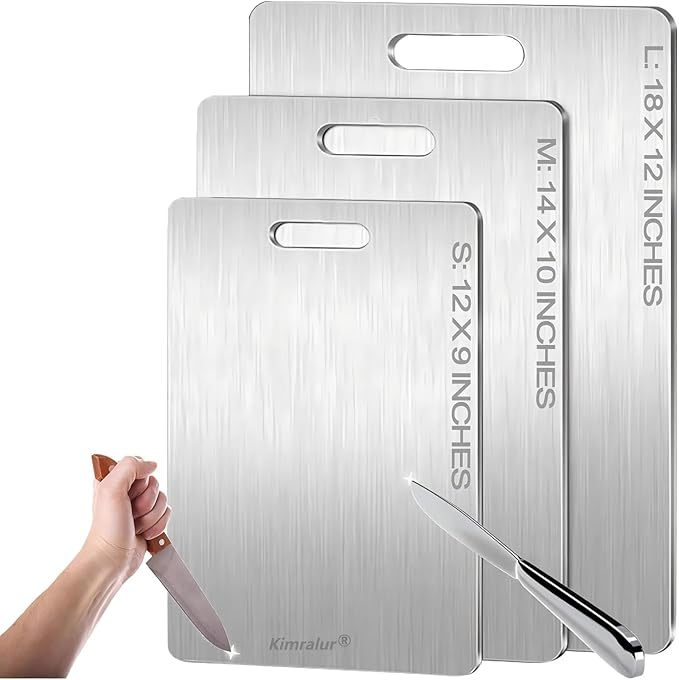 Titanium Cutting Board, Double Sided 2025 New Titanium Cutting Boards for Kitchen, Non Toxic Non Slip, Chopping Board, Dishwasher Safe, Easy to Clean (12"L x 9"W)