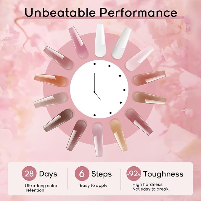 JEWHITENY 14 Colors Poly Extension Gel Nail Kit With U V Lamp Nude Pink White Brown All In One Poly Gel Starter Kit With Base Top Coat Manicure Salon Frence Nail Art DIY-BrightBean Baby