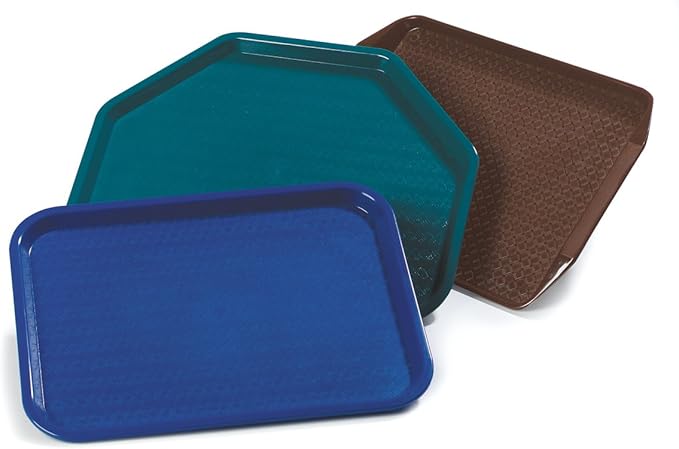 Carlisle FoodService Products Fast Food Cafeteria Tray 14" x 18", Durable Polypropylene with Slip-Resistant Surface, Stackable for Cafes and Schools, BPA-Free, Burgundy (Pack of 12)