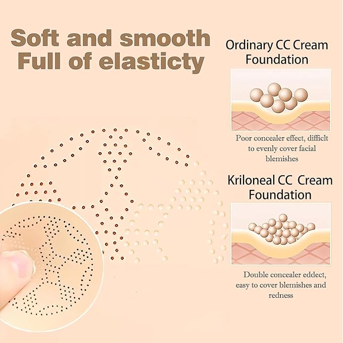 2 Pack Beauty Cream EXO TOO Foundation, Beauty Cream Makeup Base, Moisturizing, Long Lasting Matte Air Cushion CC Cream Concealer with Two Mushroom Head Sponges-BrightBean Baby