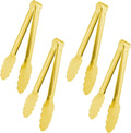 4 Pack 9 Inch Gold Tongs for Serving Food, Gold Serving Tongs Buffet Tong Stainless Steel Utensils, Metal Kitchen Tong for Salad, Steak, Appetizer, Snack and Small Food (4)