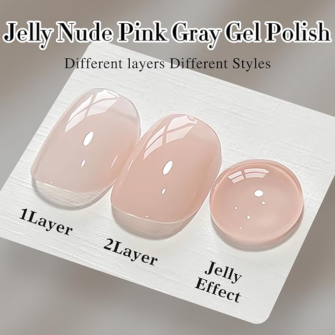 Double Rhythm Translucent Gel Polish Sheer Neutral Natural Light Milky Same Color Same Bottle 15ML Jelly Polish Art DIY at Home (Milky Pink -A1374)-BrightBean Baby