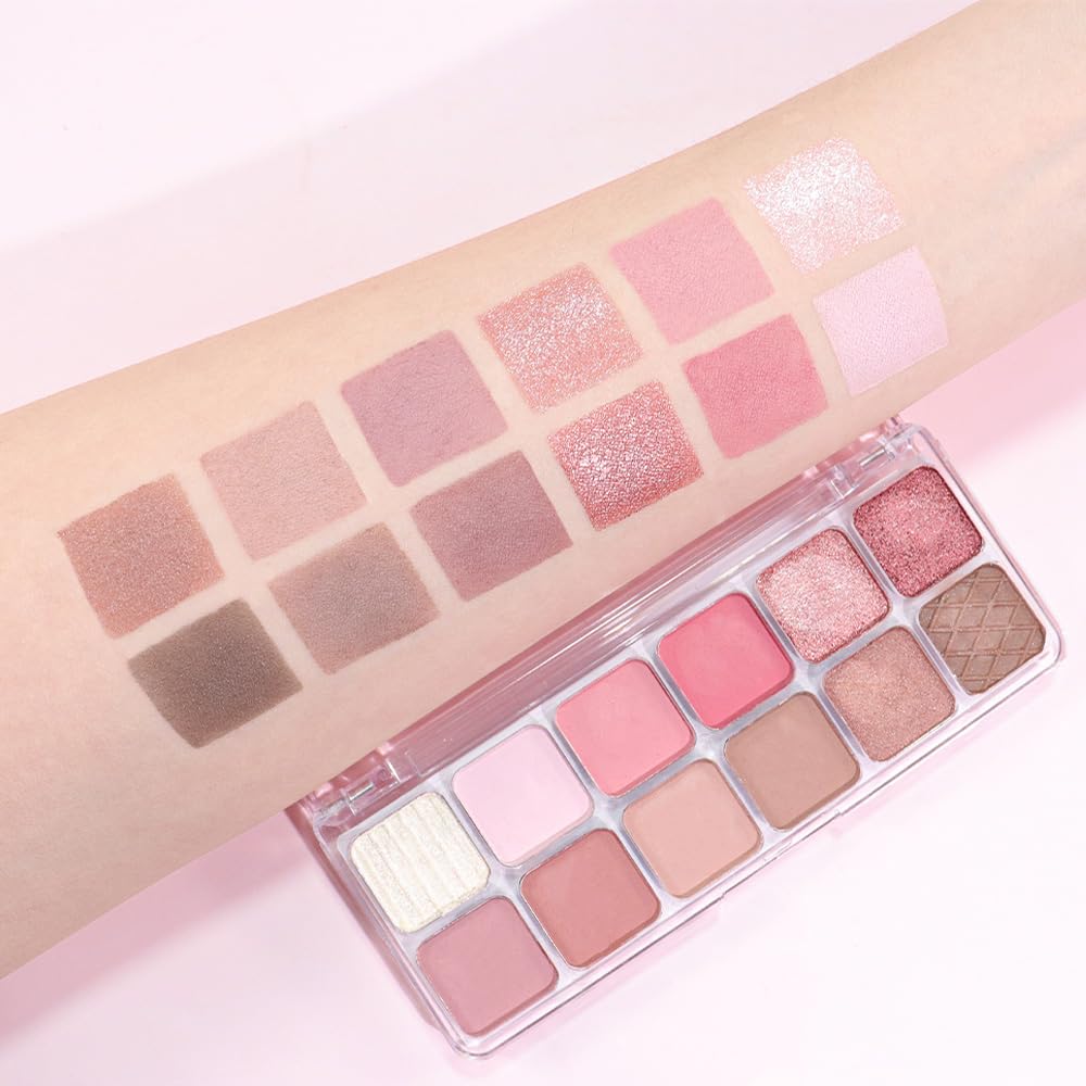 AMY'S DIARY 12Color Light Pink Purple Eyeshadow Palette, Long-Lasting, and Highly Pigmented. Elevate Your Eye Makeup– Unleash Your Unique Style (10#)-BrightBean Baby