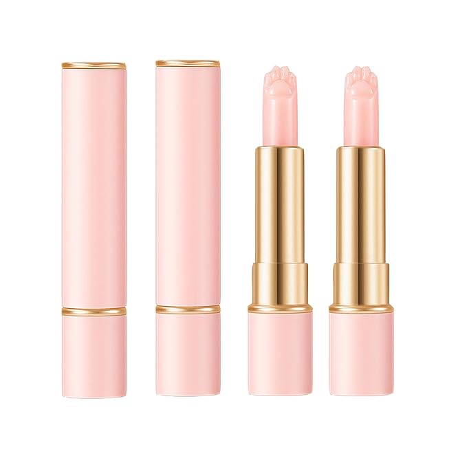 2PCS Thermochromic Lip Balm,Cat Paw Shaped Color Changing Lip Balm, Mini Cute Moisturizing Lip Balm, Long Lasting Lip Balm for Dry Lips Temperature Change Fruit Jelly Lipstick for Female Student-BrightBean Baby