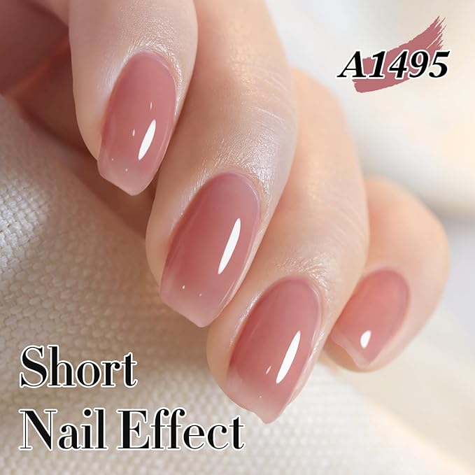 Double Rhythm 0.50 OZ Translucent Gel Polish Same Color Same Bottle Sheer Pastel Neutral Natural Milky 15 ML Jelly UV Nail Art DIY at Home (Pale Purple Pink-A1495)-BrightBean Baby