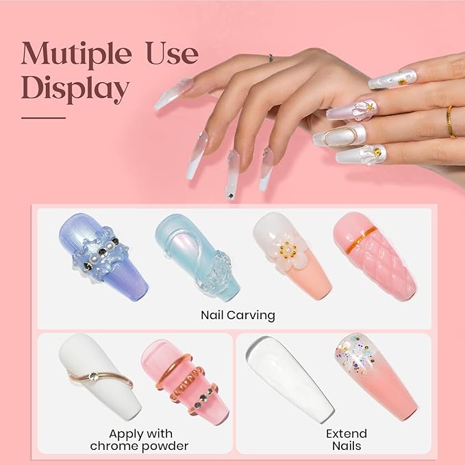 MIZHSE Solid Builder Gel, Nail Sculpture Gel Non-Sticky 4 Colors Nude Clear White Pink Hard Builder Nails UV LED Nail Extension for Salon Manicure Home DIY-BrightBean Baby