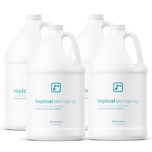BRIOTECH Topical Skin Spray, Hypochlorous Acid for Sensitive Skin, HOCl Facial Mist, Full Body Support Against Irritation, Calm Redness, Soothe Foot & Scalp, 1 Gallon Refill (4 Pack)-BrightBean Baby