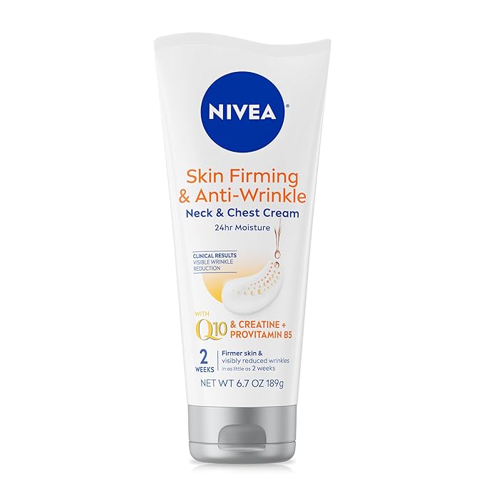 NIVEA Skin Firming & Anti Wrinkle Neck & Chest Cream with Coenzyme Q10, Creatine and Provitamin B5, Skin Firming Cream Reduces the Look of Fine Lines and Wrinkles, 6.7 Oz Tube-BrightBean Baby