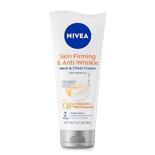 NIVEA Skin Firming & Anti Wrinkle Neck & Chest Cream with Coenzyme Q10, Creatine and Provitamin B5, Skin Firming Cream Reduces the Look of Fine Lines and Wrinkles, 6.7 Oz Tube-BrightBean Baby
