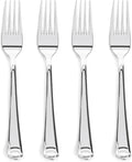 Prestee 100 Pack Silver Plastic Forks Heavy-Duty - Elegant Disposable Silverware Forks - Fancy Plastic Silver Cutlery Set - Heavyweight Utensils for Party, Holiday, and Events