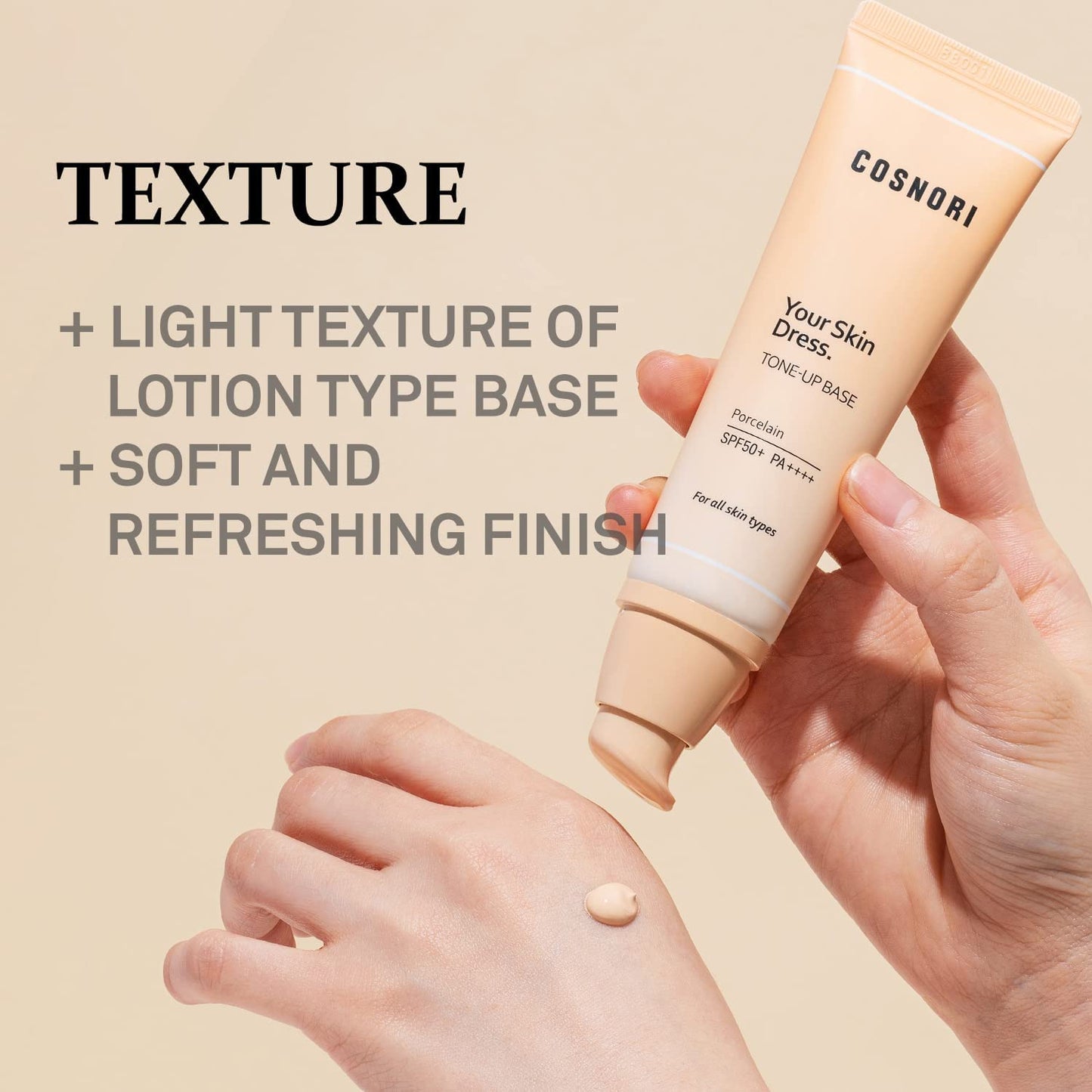 COSNORI Your Skin Dress Tone up Base – Conceal Pores & Blemish – Tone Correcting Makeup Base with Niacinamide – K Beauty – Porcelain Color for Cool & Warm Tone, 1.69 fl.oz-BrightBean Baby