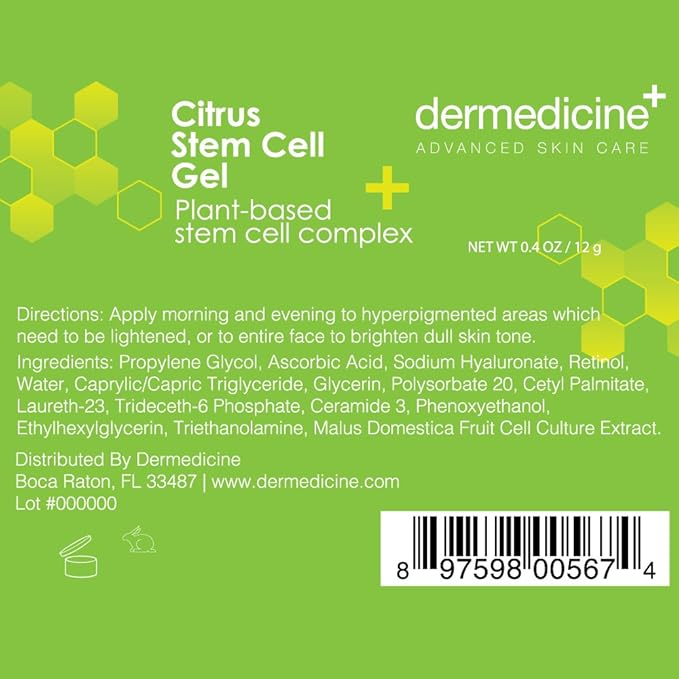 Citrus Stem Cell Gel for Face in Easy to Use targeted Syringe applicator | with Vitamin C, Retinol, Ceramides, Fruit Stem Cell Extract | May Help Hydrate, Firm and Brighten Skin | 0.4 oz / 12 g-BrightBean Baby