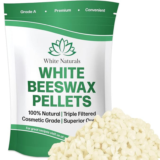 White Beeswax Pellets 8 oz, Pure, Natural, Cosmetic Grade, Bees Wax Pastilles, Triple Filtered, Great For DIY Lip Balms, Lotions, Candles By White Naturals-BrightBean Baby