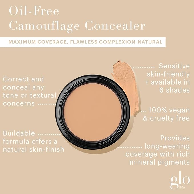 Glo Skin Beauty Oil-Free Camouflage Concealer - Correct and Conceal Imperfections, Blemishes & Dark Spots, Nourishing Makeup for a More Even Complexion (Natural)-BrightBean Baby