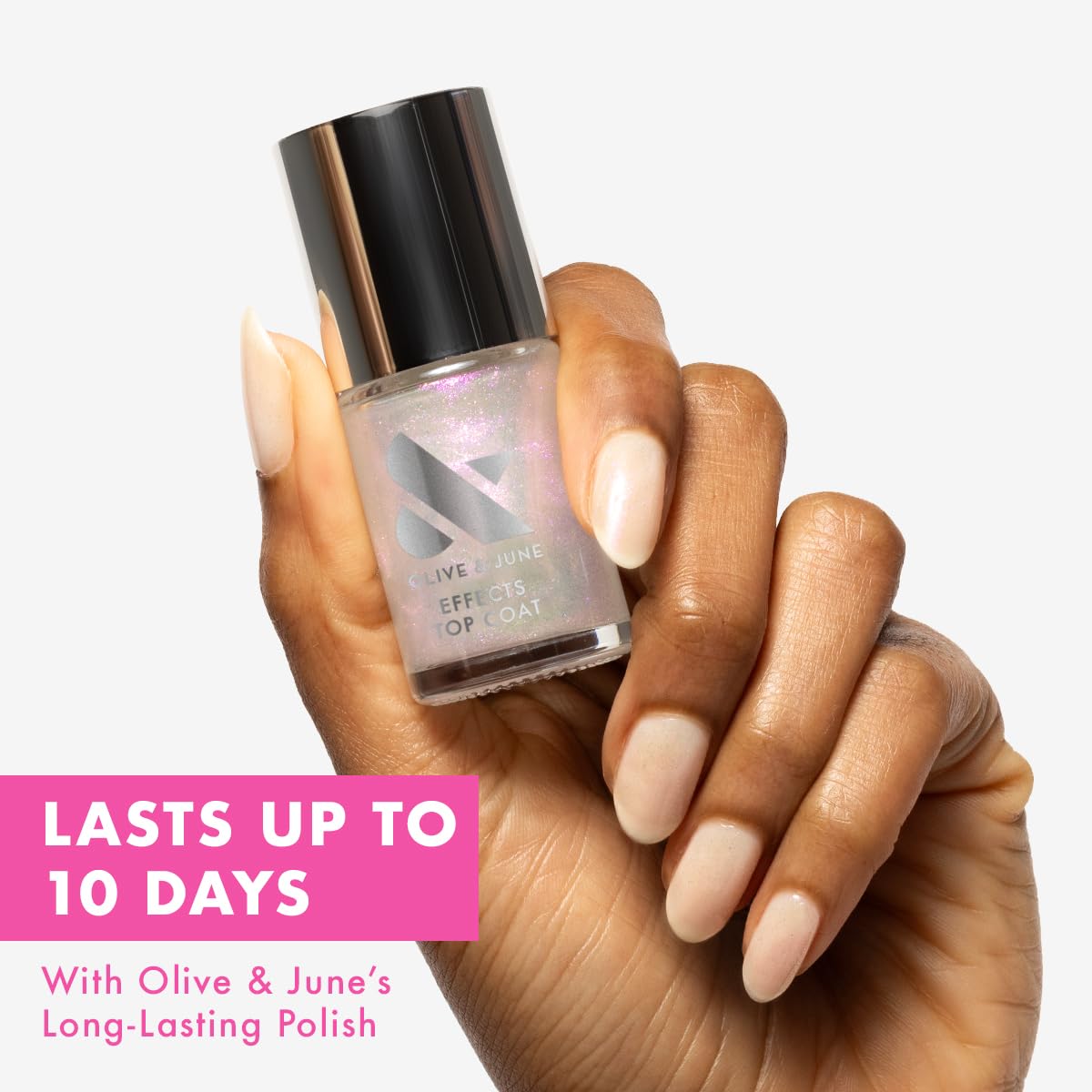 Olive & June Long Lasting Nail Polish Top Coat - Sparkle Fairy | Gel-Like Finish | No Lamp Needed, Lasts up to 10 days | Salon-Quality at Home | Vegan & Cruelty-Free, Chip-Resistant | Iridescent Flake-BrightBean Baby