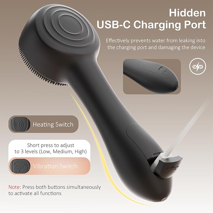 Facial Cleansing Brush Silicone Face Scrubber Waterproof Rechargeable Exfoliator Massage Device for Men & Women, Deep Pore Cleansing, Exfoliating, Removing Blackhead Electric Face Scrub Brush (Black)-BrightBean Baby