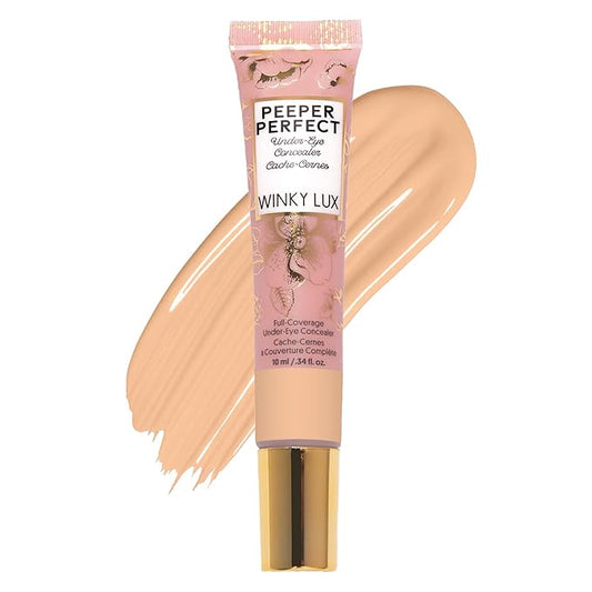 Winky Lux Peeper Perfect Under Eye Concealer, Makeup & Eye Brightener, Full Coverage Concealer for Dark Circles, Color Corrector & Eye Primer, With Collagen, Hyaluronic Acid & Vitamin E (Golden Beige)-BrightBean Baby