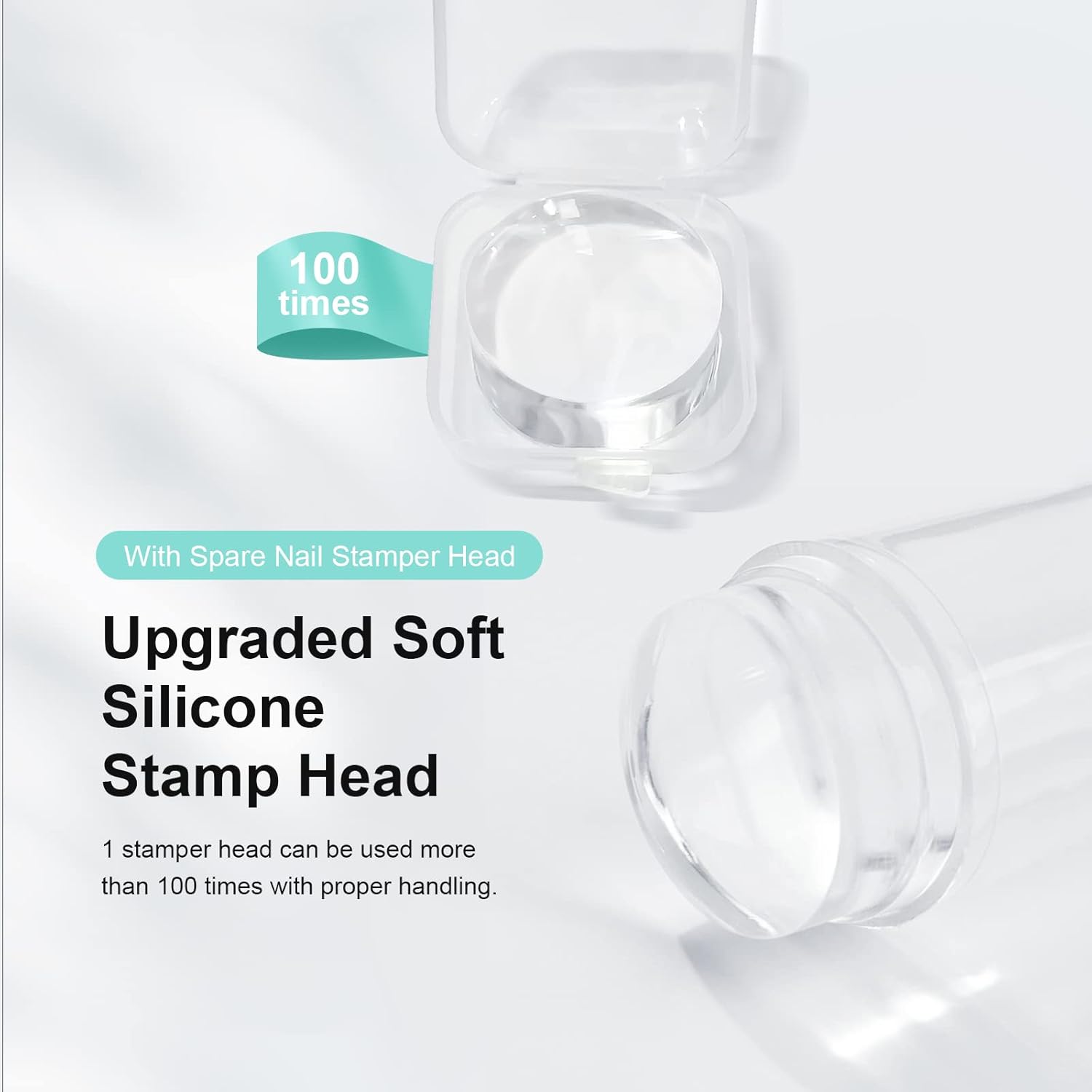 X&D Nail Art Stamper Clear Jelly Nail Art Stamping Transparent Silicone Rubber Nail Polish Stamper with Acrylic Scraper, Spare head Kit for French Tips and Transfer Images-BrightBean Baby