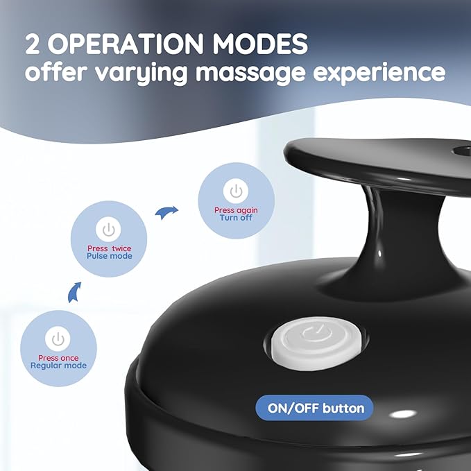 Electric Handheld Hair Massager, Cordless Hair Scalp Massager Portable Head Scratching Massager with 2 Modes Vibration Comb for Hair Growth, Deep Cleansing and Stress Relaxation-BrightBean Baby