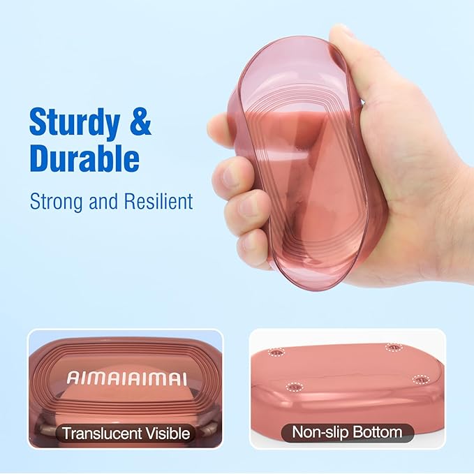 Travel Soap Container, Translucent Visible Soap Box, Travel Soap Holder with Removable Draining Layer, Portable Soap Case for Traveling, Camping, Gym (Red Style A)-BrightBean Baby