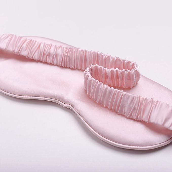 Silk Sleep Mask Light Blocking Luxury 100% Mulberry 19mm Silk Eye Mask Eye Cover Blindfold Ultra Soft Light & Comfy Anti Aging Skin Care with Travel Bag Gift Package-BrightBean Baby