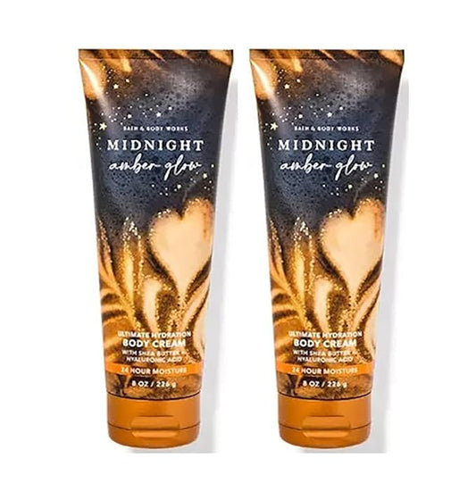 Bath & Body Works Midnight Amber Glow Ultimate Hydration Body Cream For Women 8 Fl Oz 2- Pack (Midnight Amber Glow), 8.0 ounces-BrightBean Baby