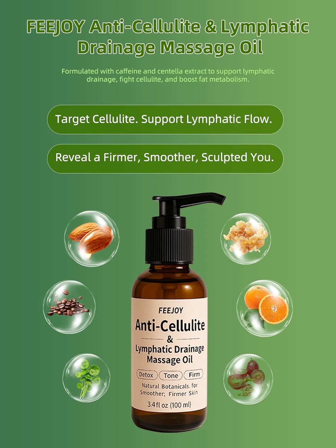 Body Oil & Massage Oil, Body Firming Oil for Cellulite, Lymphatic Drainage, Skin Tightening & Stretch Marks, Massage Oil for Massage Therapy for Leg, Hip, Arm & Belly, Daily or After Shower Use-BrightBean Baby