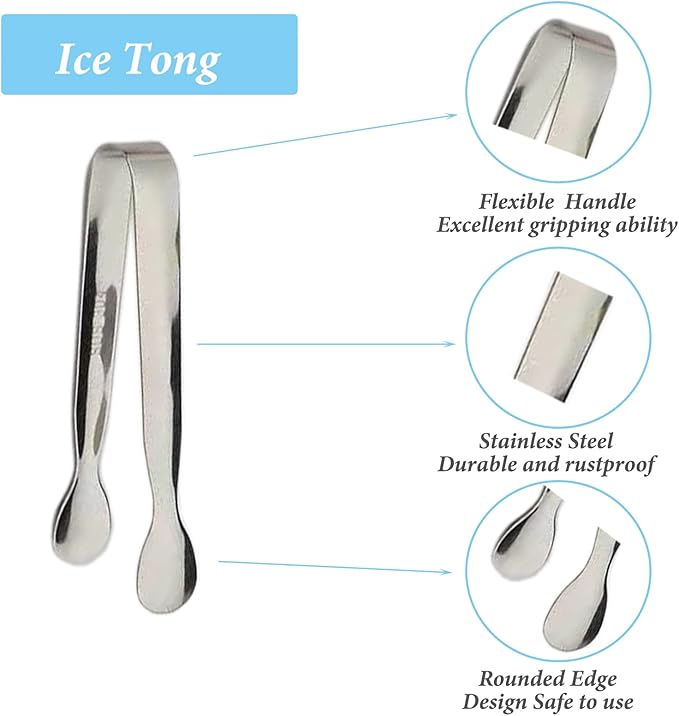 12PCS Ice Tongs Mini Sugar Tongs 4.25Inch Stainless Steel Small Serving Tong, Small Kitchen Tong for Appetizers,Tea Party, Coffee Bar, Desserts (Silver-12pcs)
