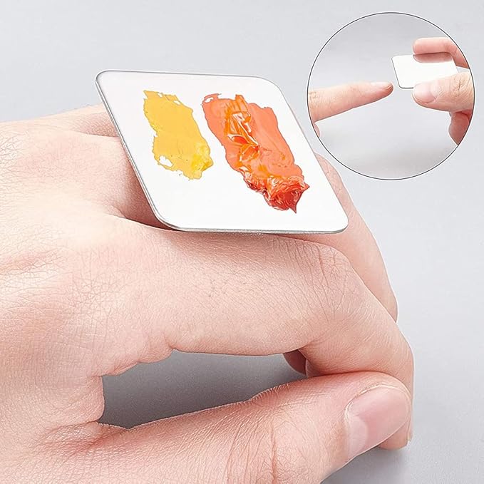 AKOAK 2 Pcs Stainless Steel Square Palette Mini Ring Makeup Palette Nail Blur Painting Tools DIY Nail Art can be Used for Eye Shadow Eyelash Pigment Mix-BrightBean Baby