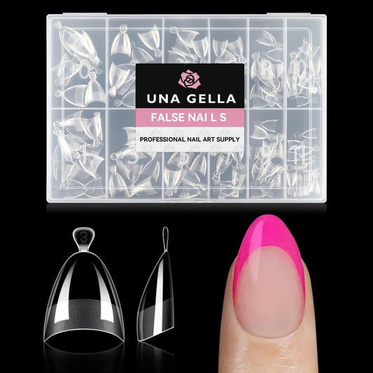 UNA GELLA Almond Gel Nail Tips Short: Half Cover Almond Shape Nail Tips Matte 216pcs Clear Gelly Tips for Saving Nail Extension DIY Nail Art, Self-handle 12Sizes-BrightBean Baby