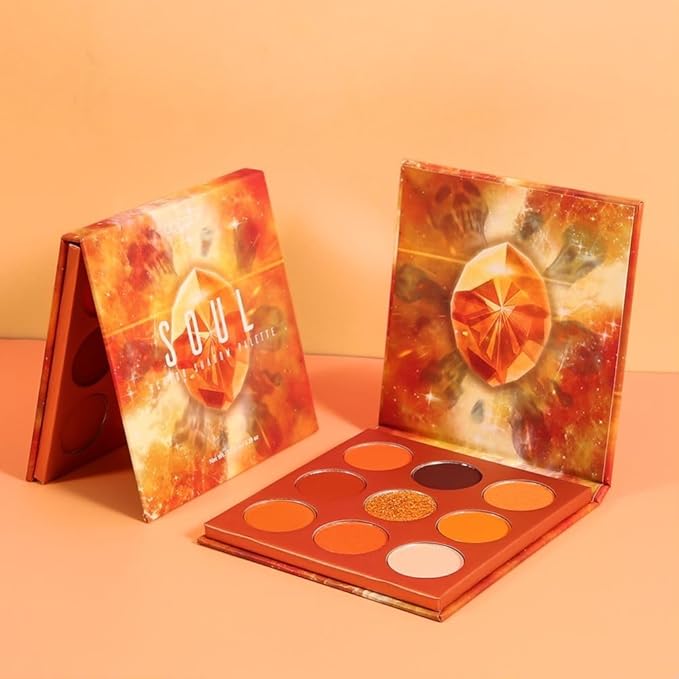 docolor Eyeshadow Palette 9Colors Orange Eyeshadow Gemstone Shadow Palettes Highly Pigmented Mattes Shimmers Smokey Glitter Cream Colorful Powder Blendable Long Lasting Waterproof Makeup Palette-BrightBean Baby