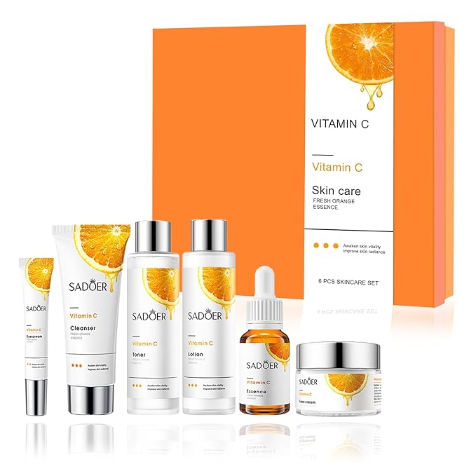 Vitamin C Daily Skin Care Set Daily Moisturizing & Nourishing Fresh Orange Essence Skin Care Set Vitamin Essence Six-piece Set-BrightBean Baby