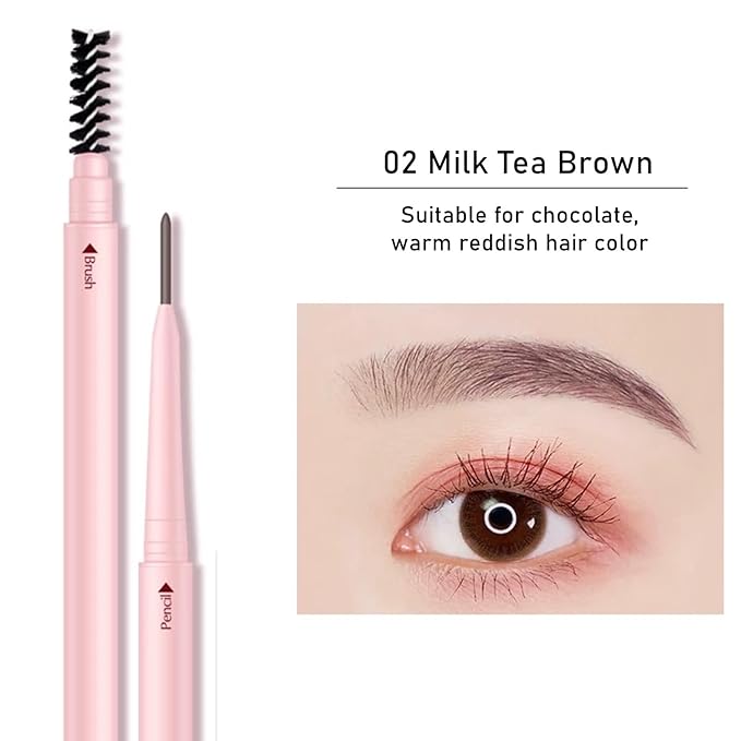 Eyebrow Pencils for Women,1Pack Micro Eyebrow Pencil Waterproof Smudgeproof,Ultra-Precise Tip Long-Lasting Brow Pencils for Natural Looking Eyebrows,Built-In Spoolie Brush,02 Milk Tea Brown.-BrightBean Baby