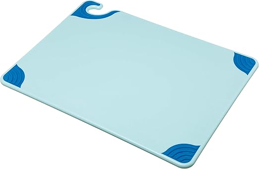 San Jamar Saf-T-Grip Plastic Cutting Board with Safety Hook, 15" x 20" x 0.5", Blue
