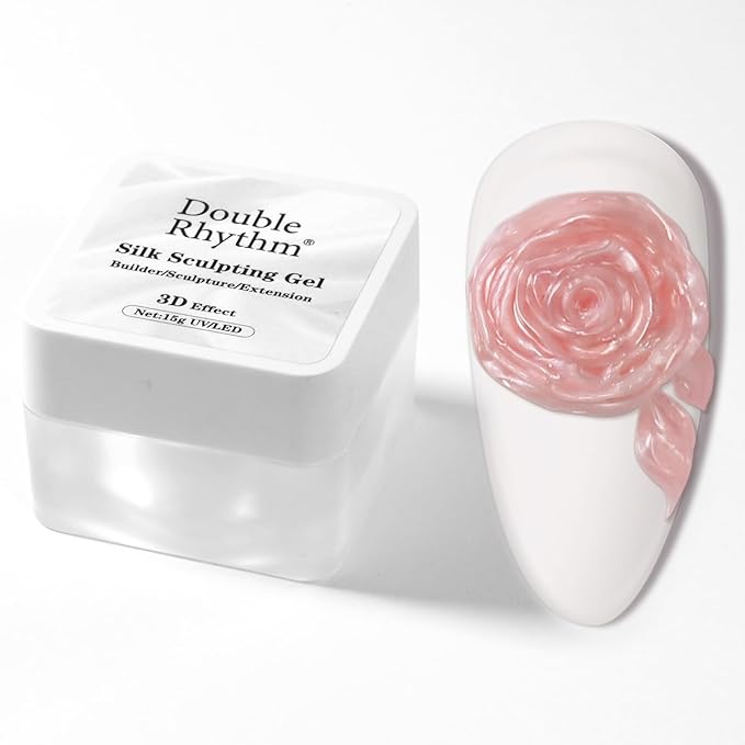 Double Rhythm 3D Nail Gel Pearl Solid Sculpting Gel for Nail Art Non-Sticky Hard Gel for Building Carving Molding Nail Extension Soak Off UV/LED Nail Art Salon Home DIY 0.5 Oz (Pink-Silk 04)-BrightBean Baby