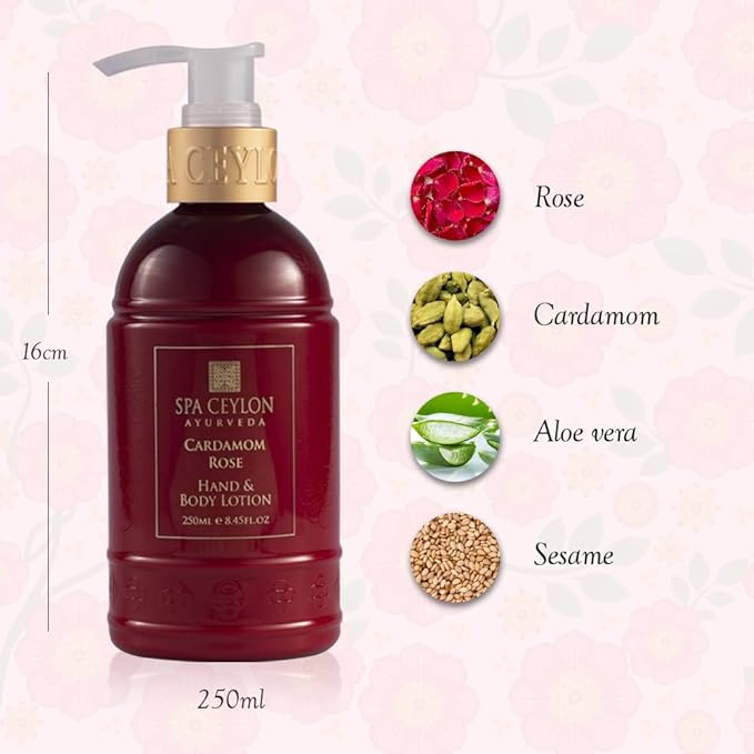 SPA CEYLON Cardamom Rose Hand & Body Lotion | Body Cream with Coconut, Almond & Himalayan Rose | Hydrating & Soothing for All Skin Types | Vegetarian & Ethical-BrightBean Baby