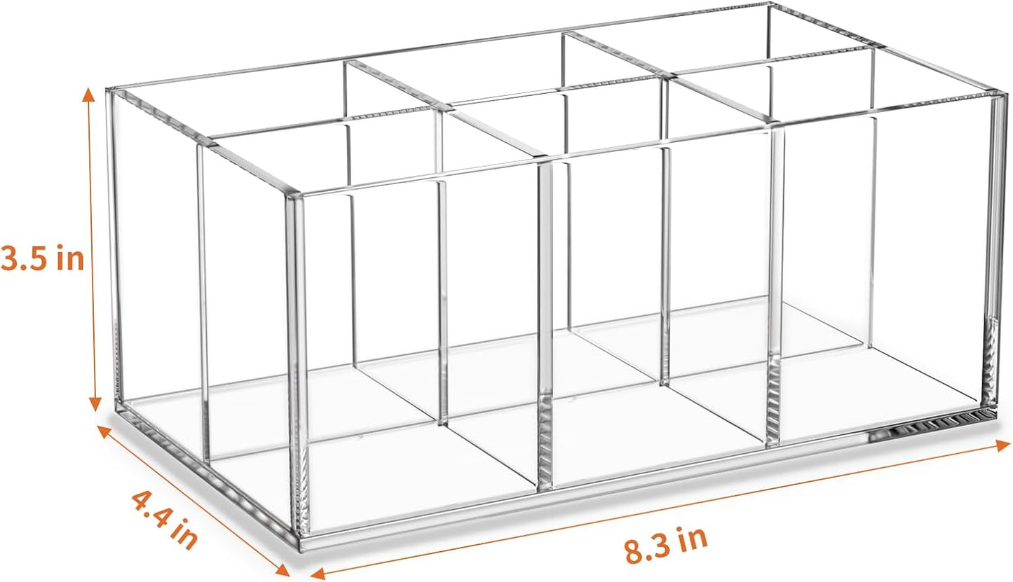 HIIMIEI Clear Makeup Brush Holder Organizer Acrylic 6-Slots Cosmetic Brushes Storage Organizer for Vanity Countertop-BrightBean Baby